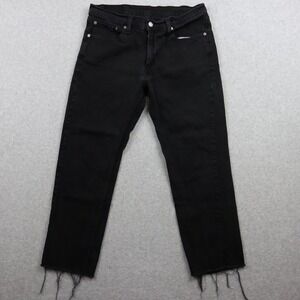 Levi's 514 Jeans Mens 32x25 Straight Fit Cropped Raw Hem Stretch Denim‎ Black